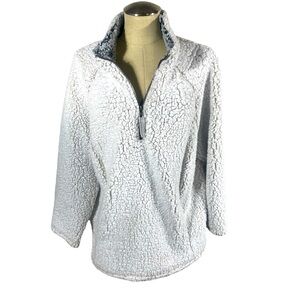Te Verde Half-Zip Sherpa Pullover White/Ivory Size 1X